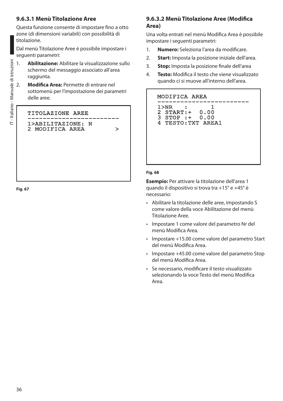 1 menù titolazione aree, 2 menù titolazione aree (modifica area) | Videotec MAXIMUS MPXT User Manual | Page 128 / 454