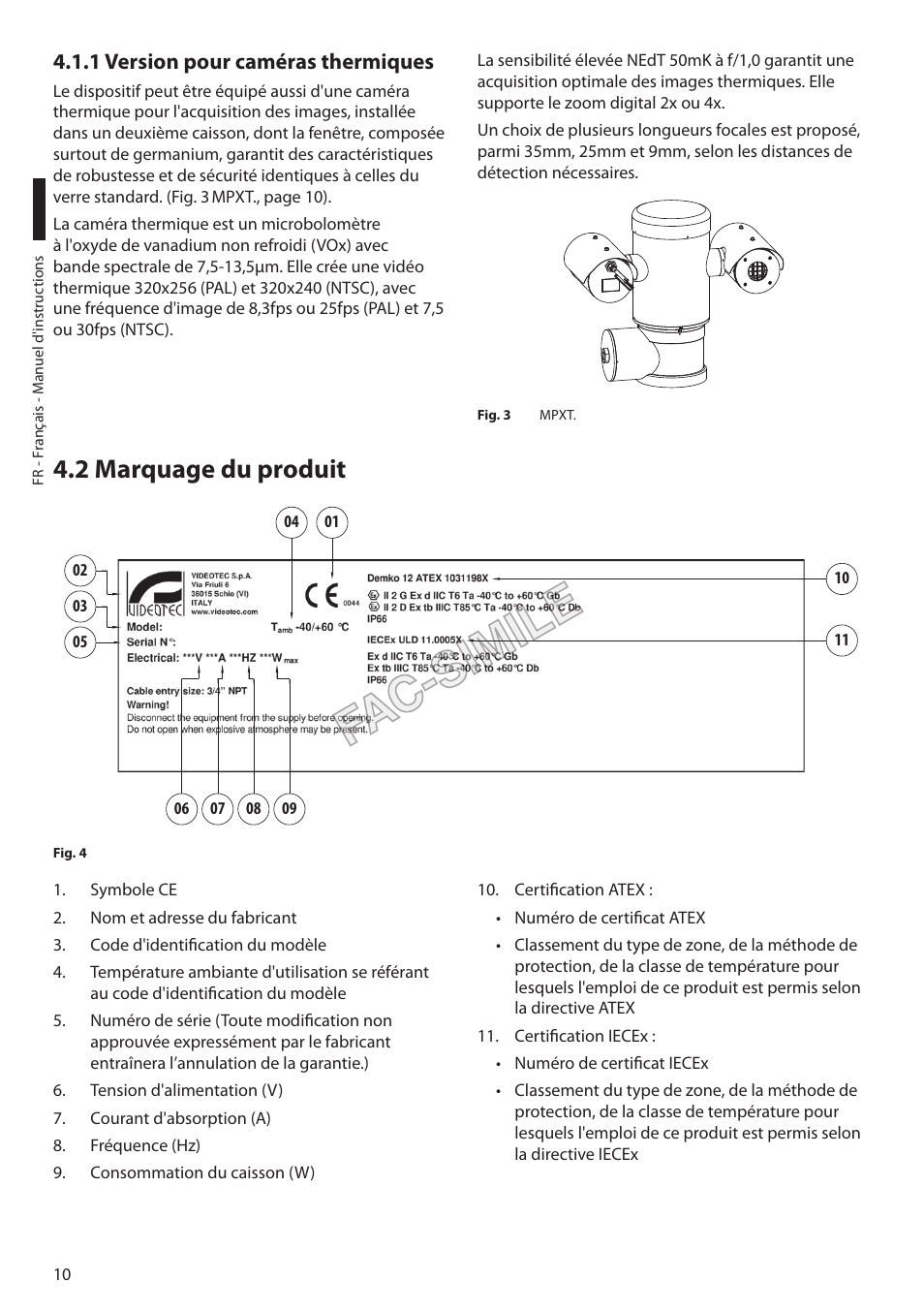 1 version pour caméras thermiques, 2 marquage du produit | Videotec MAXIMUS MPXT User Manual | Page 192 / 454