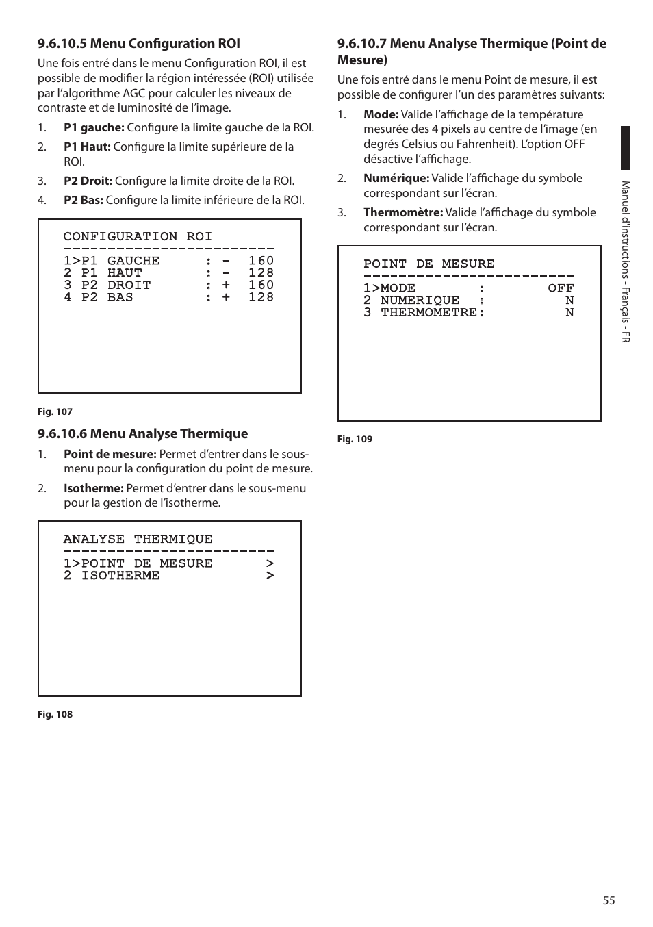 5 menu configuration roi, 6 menu analyse thermique, 7 menu analyse thermique (point de mesure) | Videotec MAXIMUS MPXT User Manual | Page 237 / 454