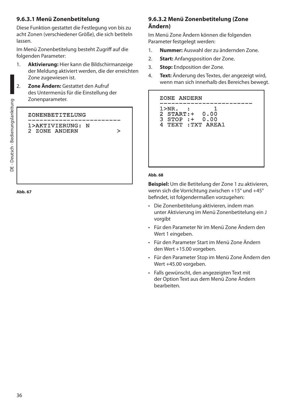 1 menü zonenbetitelung, 2 menü zonenbetitelung (zone ändern) | Videotec MAXIMUS MPXT User Manual | Page 308 / 454