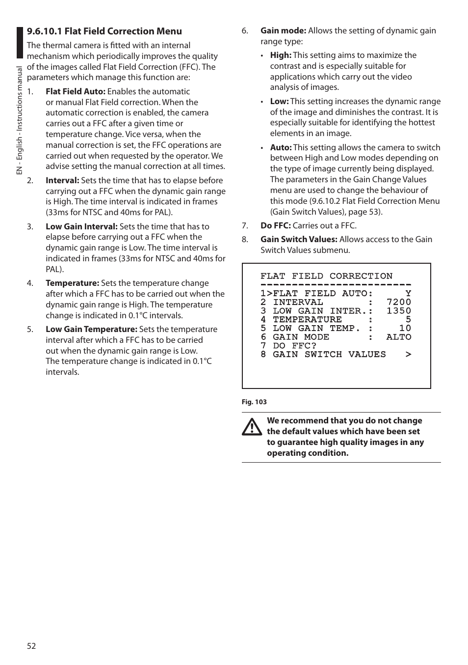 1 flat field correction menu | Videotec MAXIMUS MPXT User Manual | Page 54 / 454