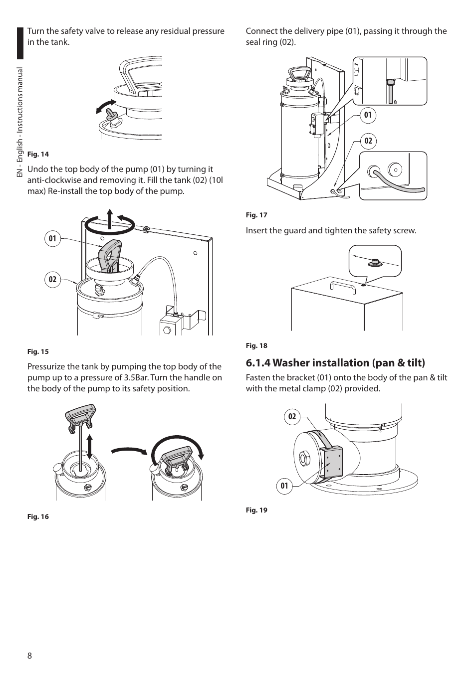 4 washer installation (pan & tilt) | Videotec MAXIMUS WASEX User Manual | Page 10 / 64