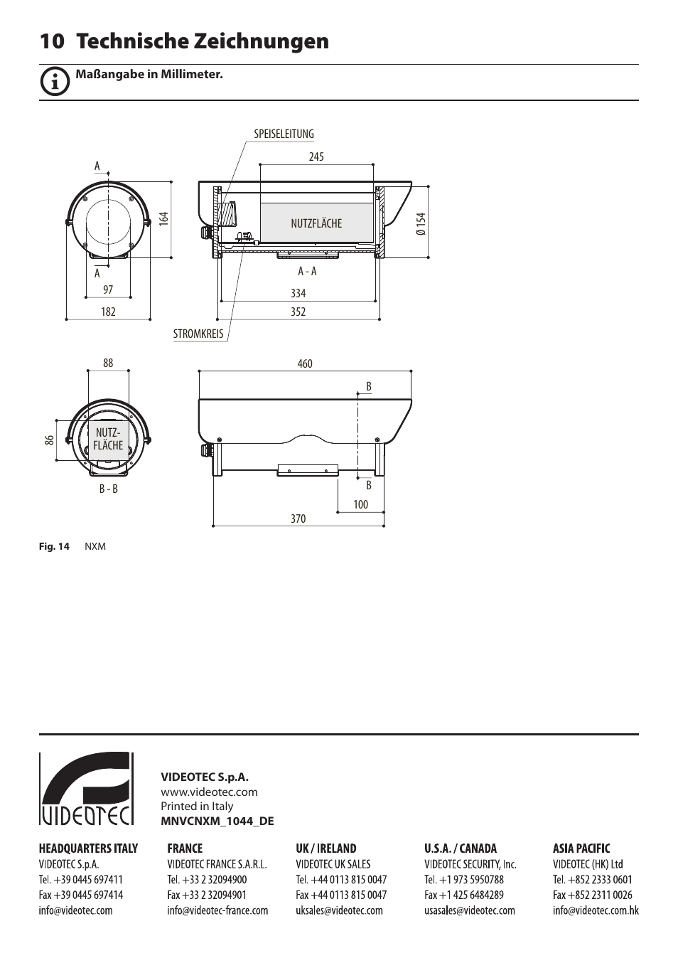 10 technische zeichnungen | Videotec NXM User Manual | Page 34 / 36