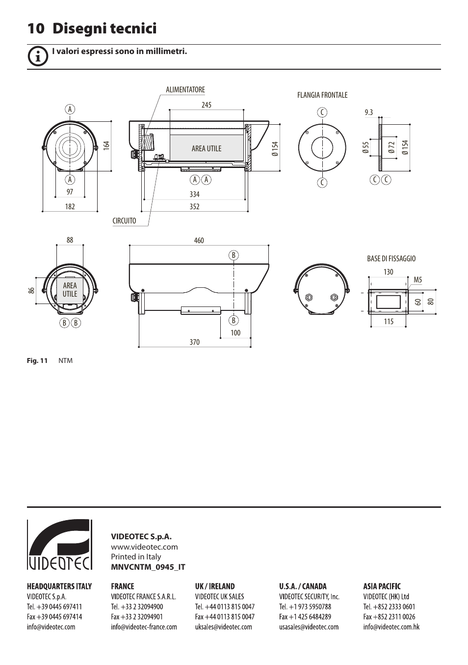 10 disegni tecnici | Videotec NTM User Manual | Page 18 / 36