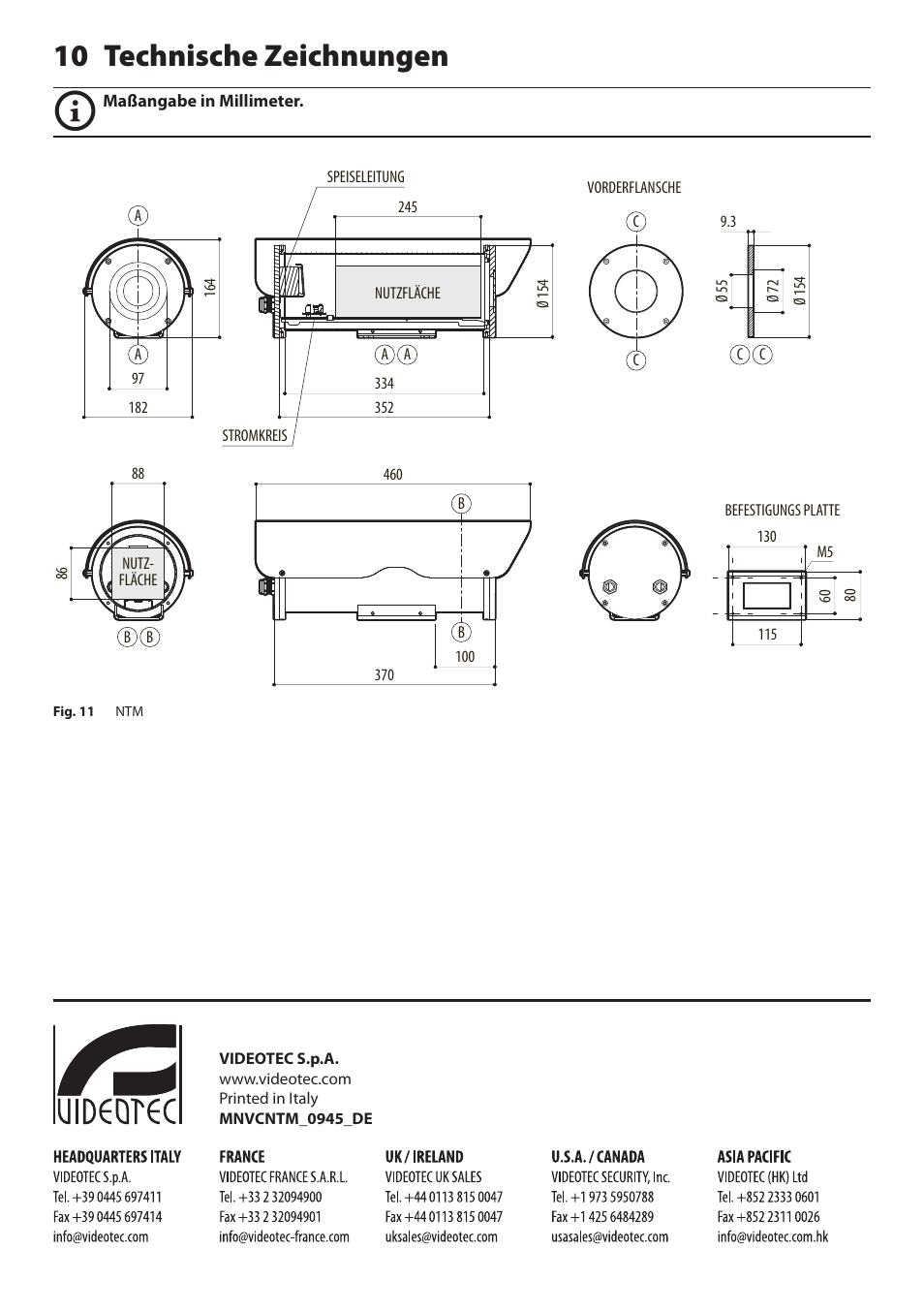10 technische zeichnungen | Videotec NTM User Manual | Page 34 / 36