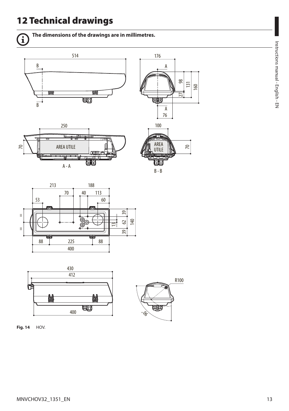 12 technical drawings | Videotec HOV User Manual | Page 15 / 60