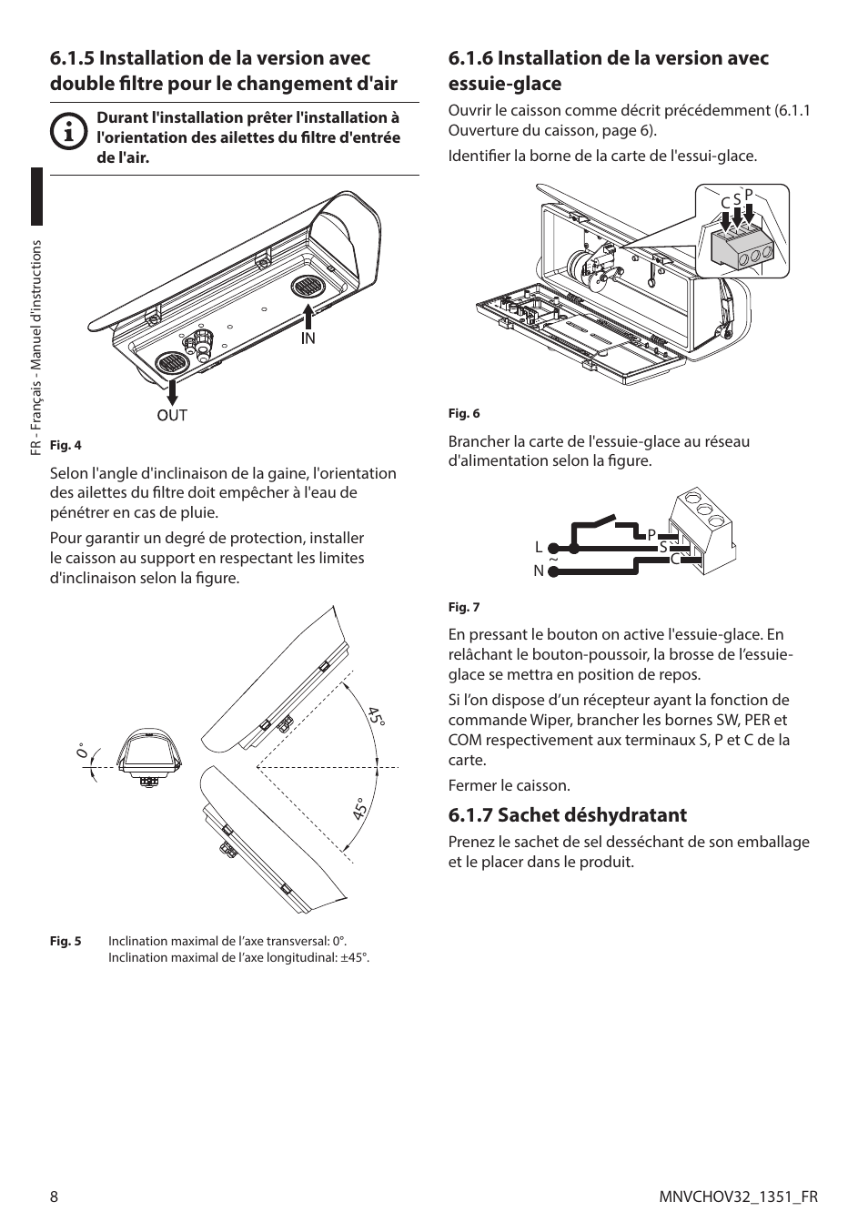 6 installation de la version avec essuie-glace, 7 sachet déshydratant | Videotec HOV User Manual | Page 38 / 60