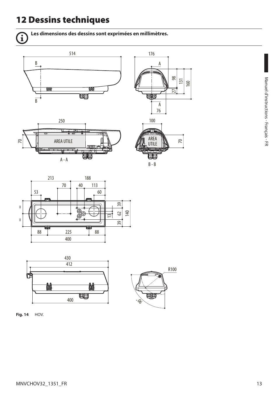 12 dessins techniques | Videotec HOV User Manual | Page 43 / 60