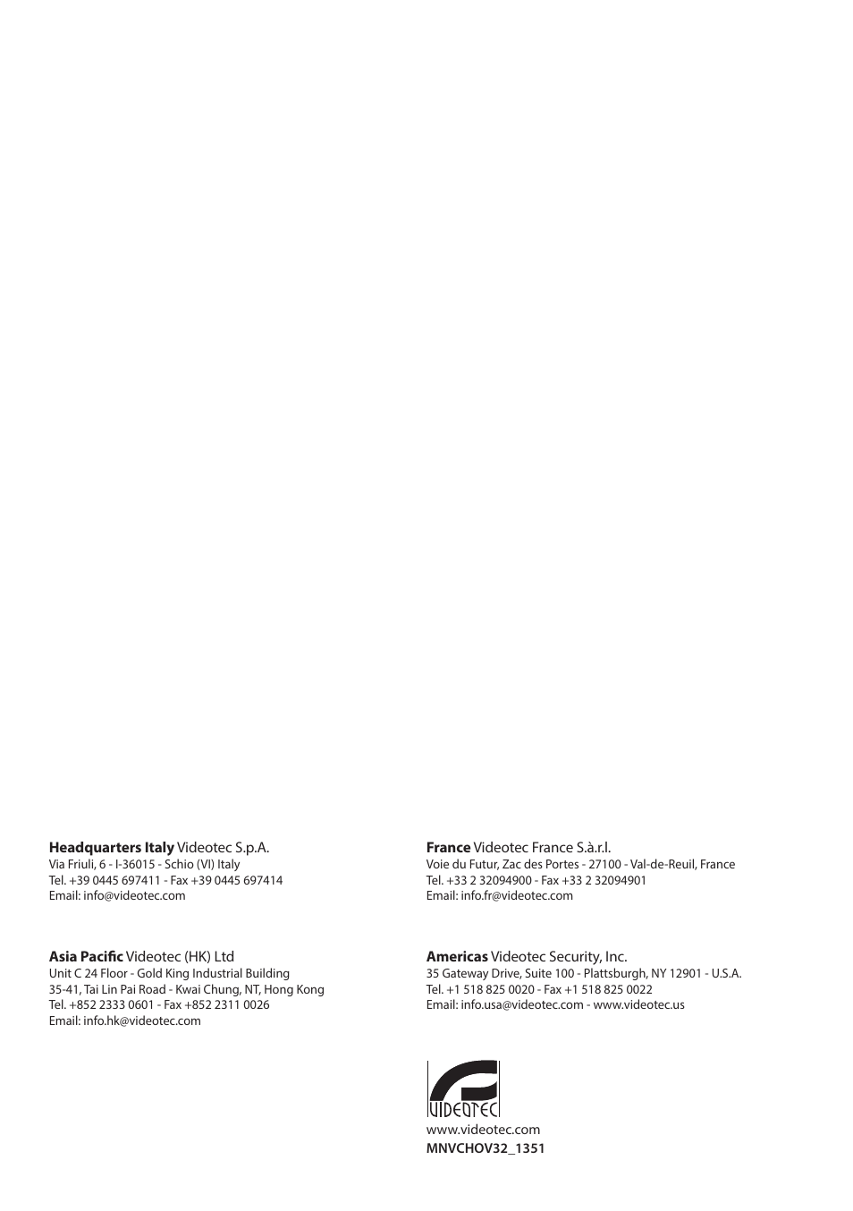 Videotec HOV User Manual | Page 60 / 60