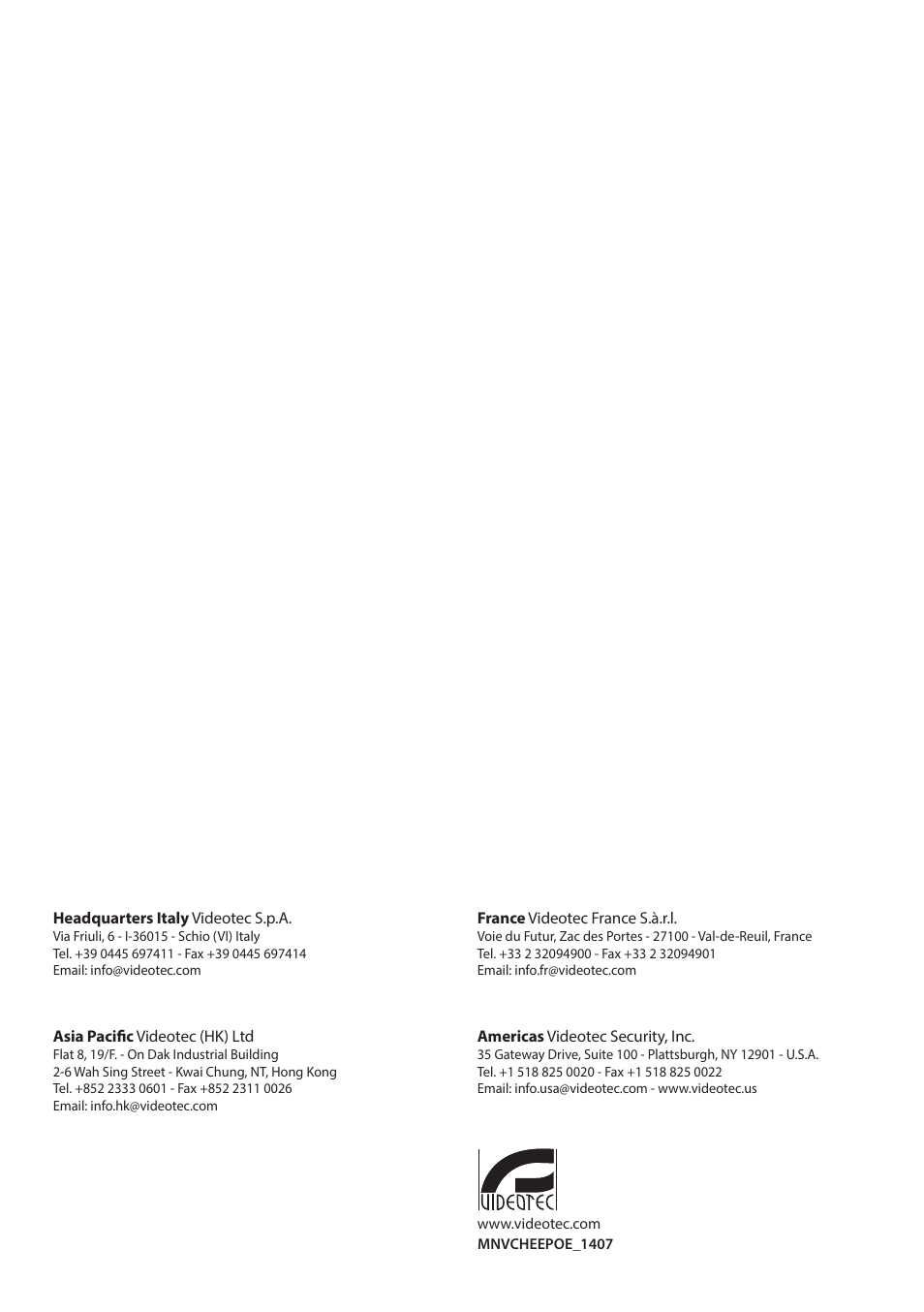 Videotec PUNTO HI-PoE User Manual | Page 44 / 44