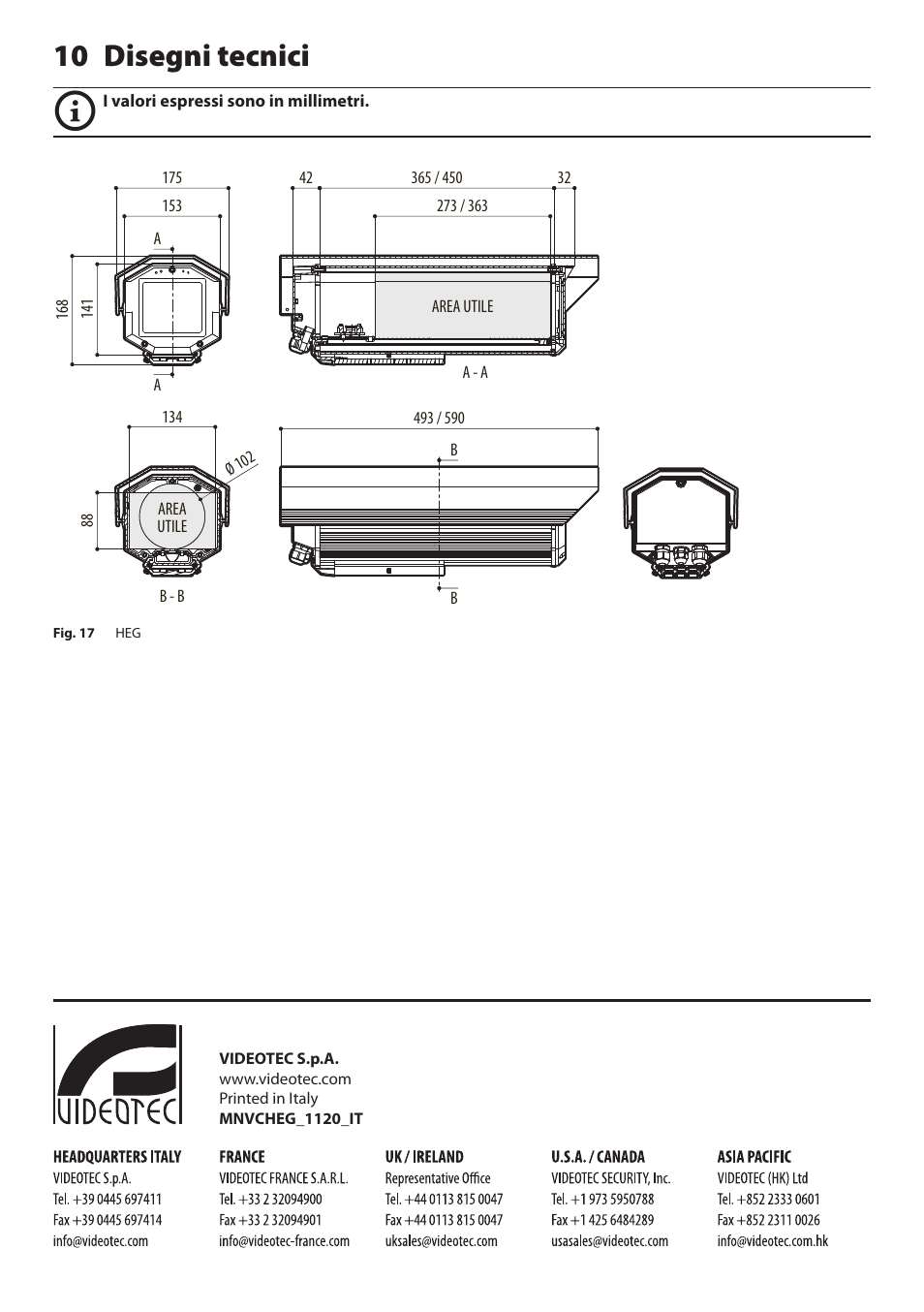 10 disegni tecnici | Videotec HEG User Manual | Page 22 / 44