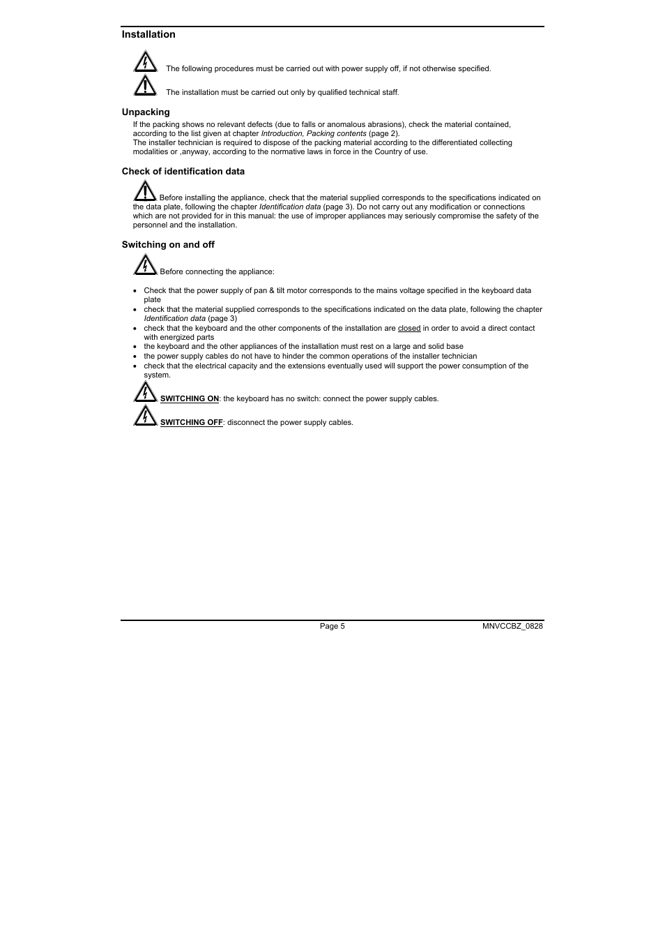 Videotec CBZ User Manual | Page 21 / 52