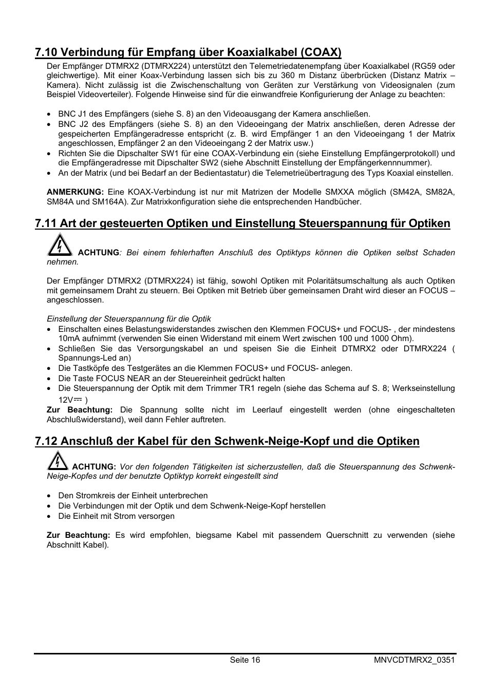 10 verbindung für empfang über koaxialkabel (coax) | Videotec DTMRX2 User Manual | Page 86 / 96