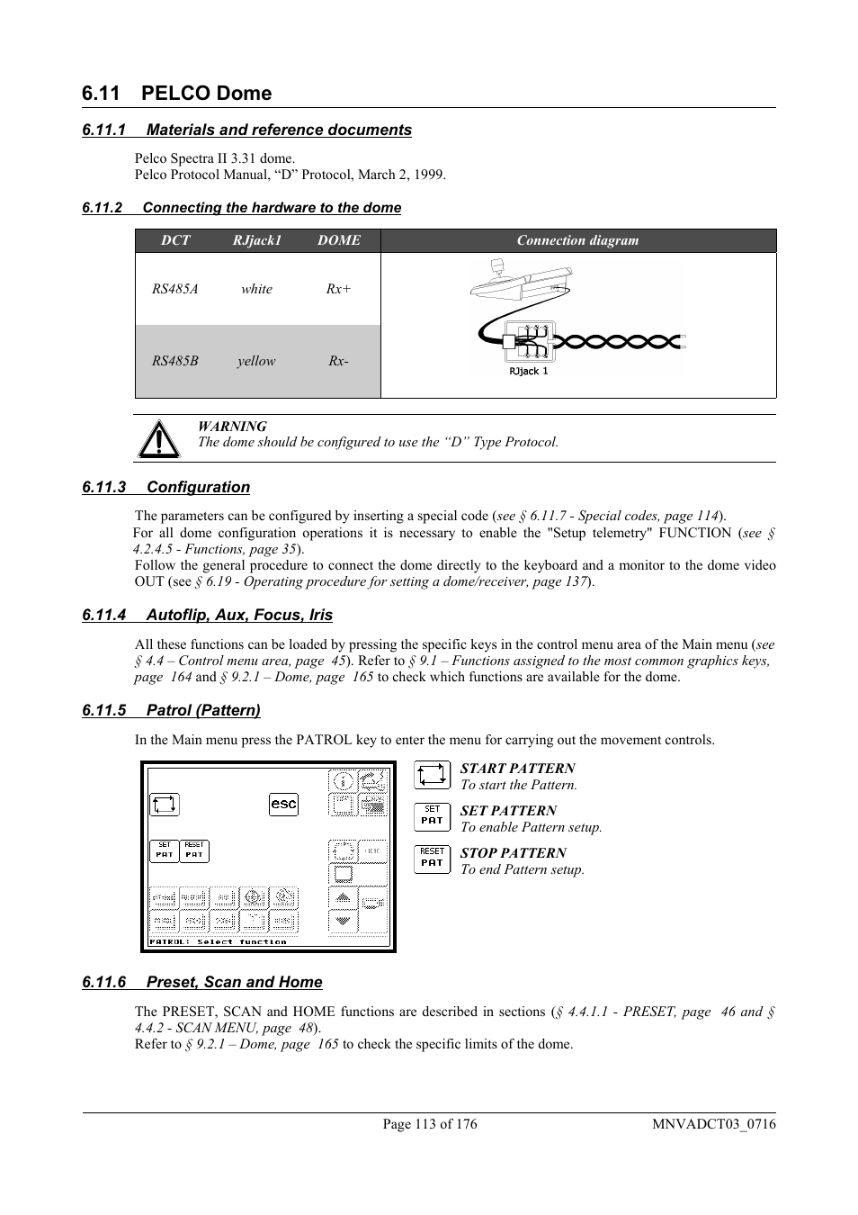 11 pelco dome | Videotec DCT User Manual | Page 115 / 182