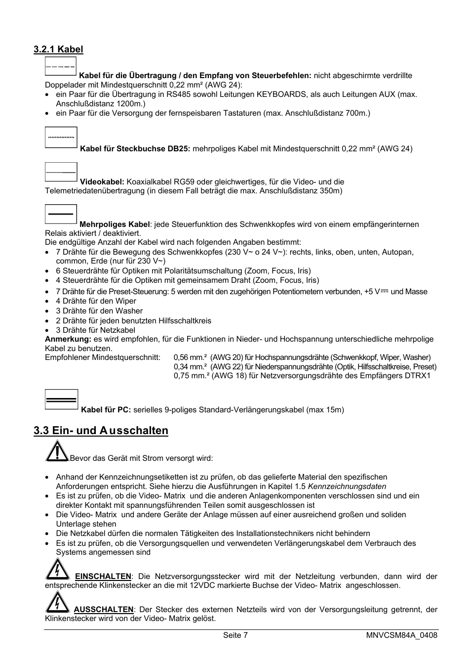 3 ein- und a usschalten | Videotec SM164B User Manual | Page 119 / 150