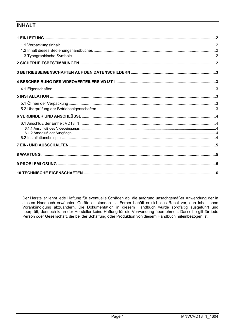Inhalt | Videotec VD18T1 User Manual | Page 29 / 36