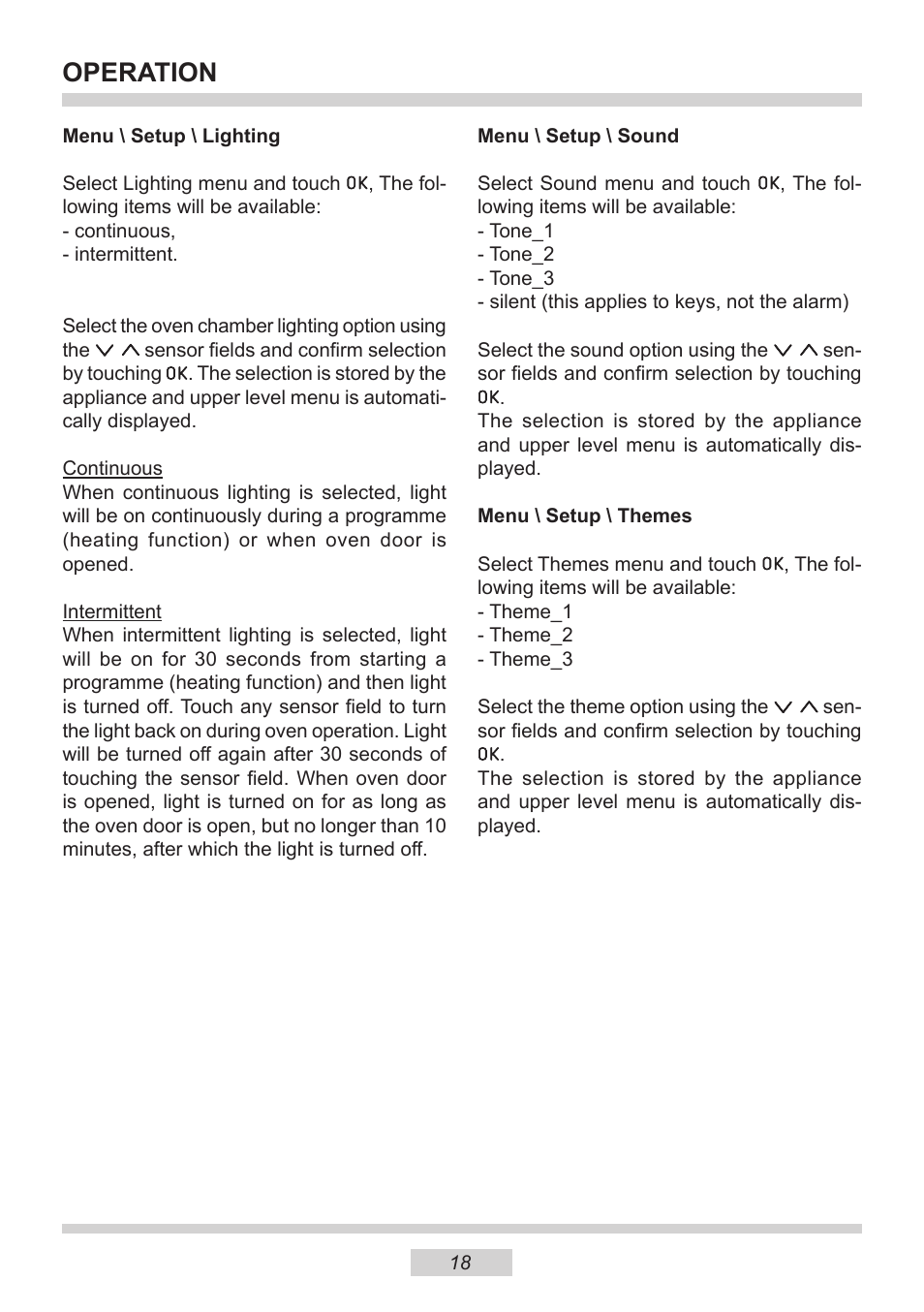 Operation | AMICA 1143.4TfYDX EN User Manual | Page 18 / 40