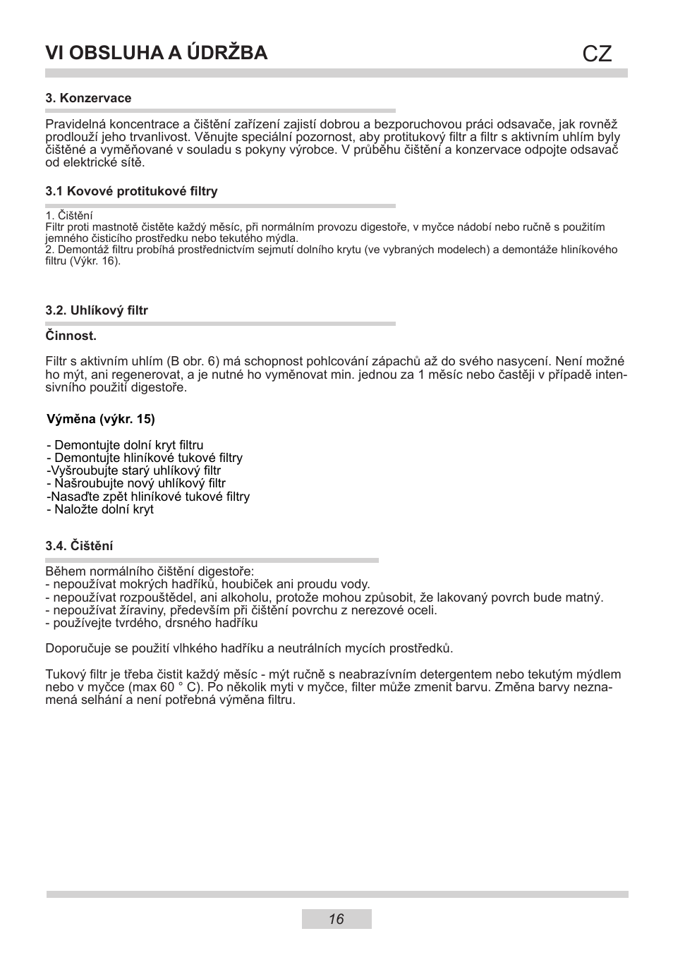 Vi obsluha a údržba | AMICA IH 17200 E DE User Manual | Page 16 / 36