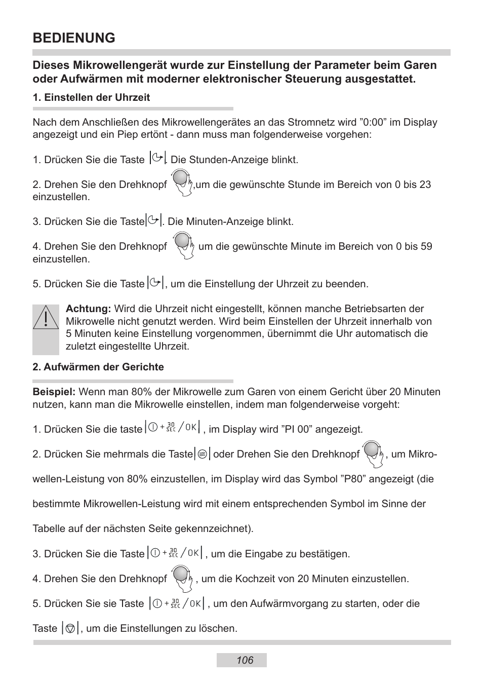 Bedienung | AMICA EMW 13180 E DE User Manual | Page 106 / 116