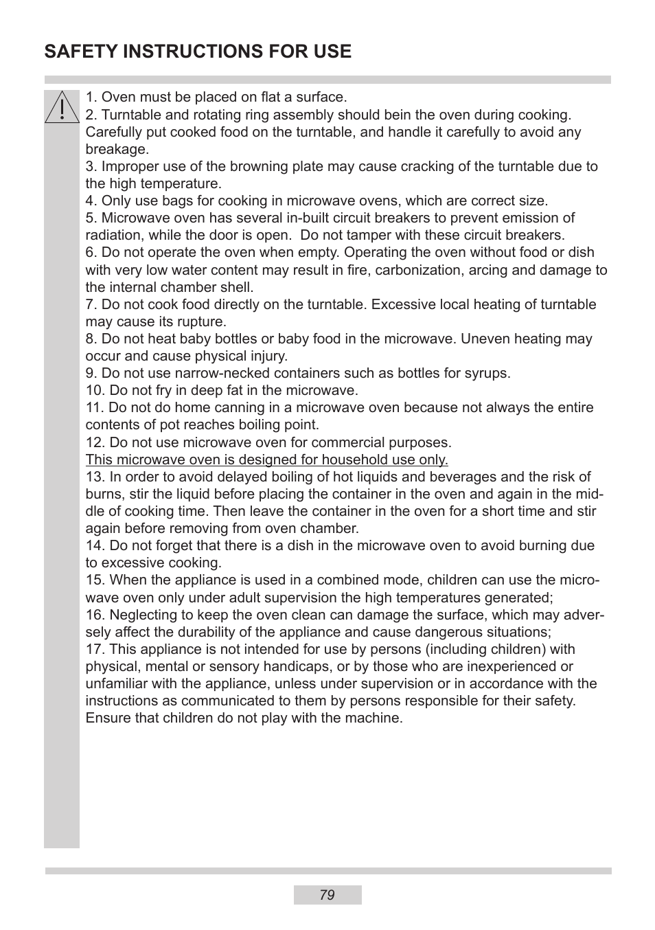 Safety instructions for use | AMICA EMW 13180 E DE User Manual | Page 79 / 116