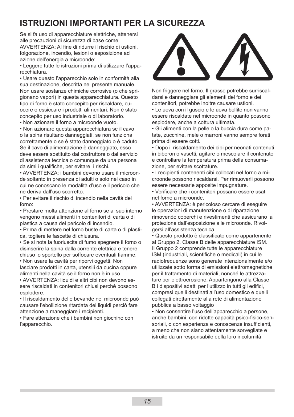 Istruzioni importanti per la sicurezza | AMICA MW 13150 W DE User Manual | Page 111 / 132