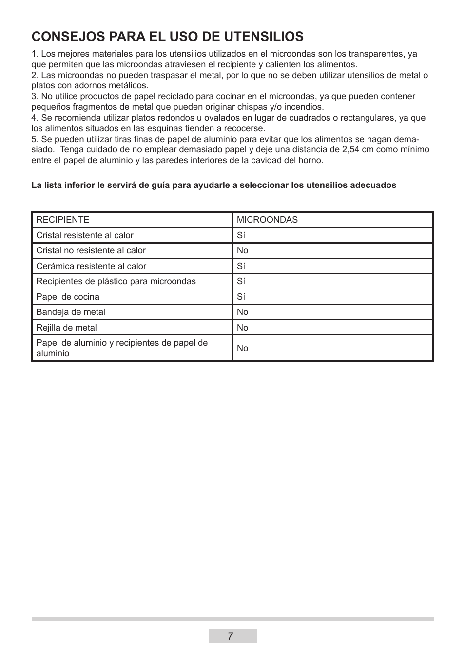 Consejos para el uso de utensilios | AMICA MW 13150 W DE User Manual | Page 67 / 132