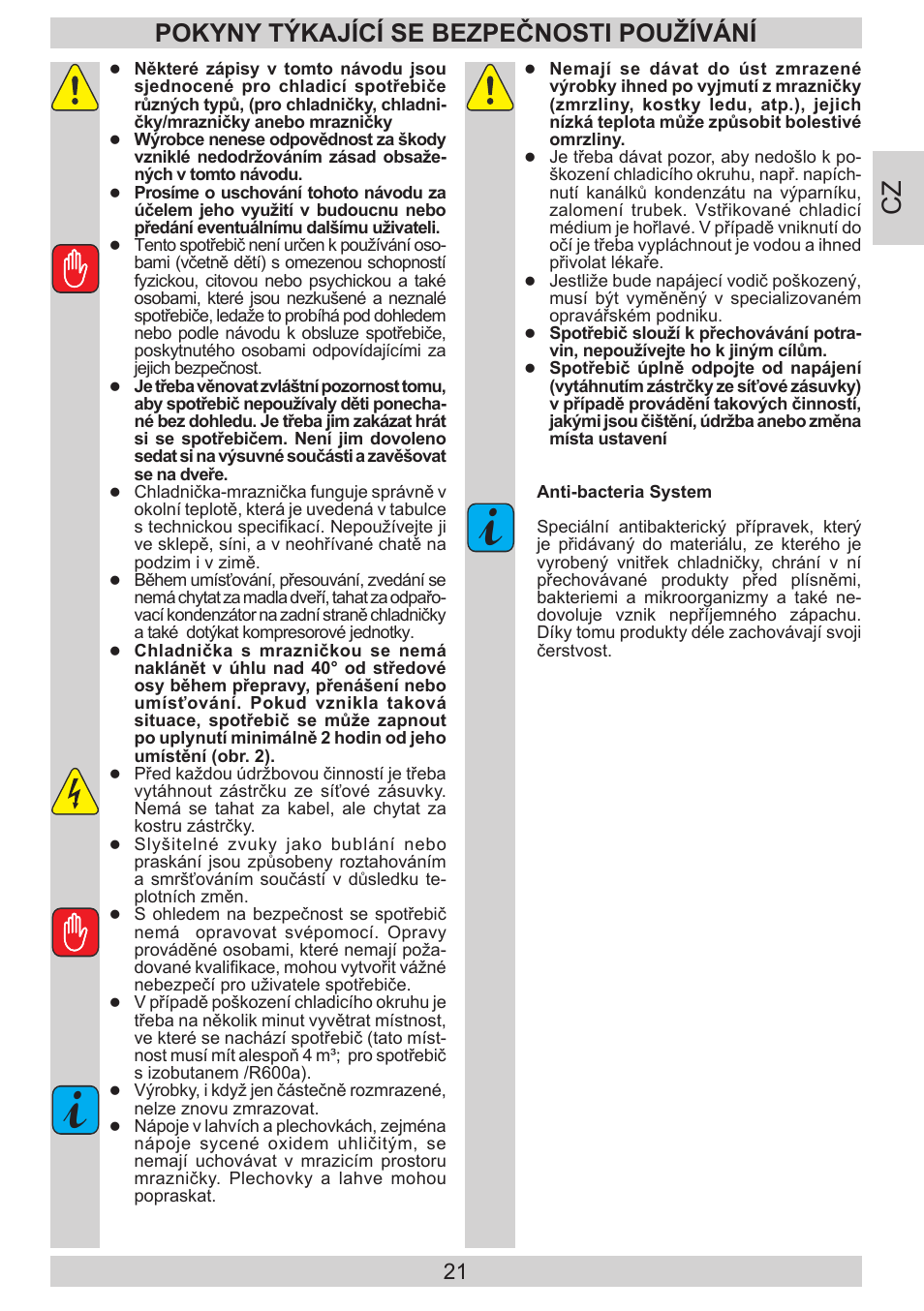 Pokyny týkající se bezpečnosti používání | AMICA EVKS 16404 DE User Manual | Page 21 / 84