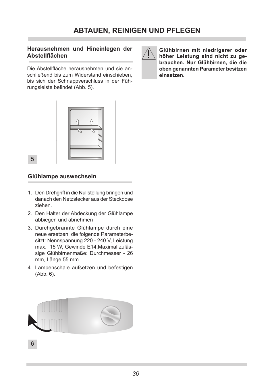 Abtauen, reinigen und pflegen | AMICA UKS 16147 DE User Manual | Page 36 / 164