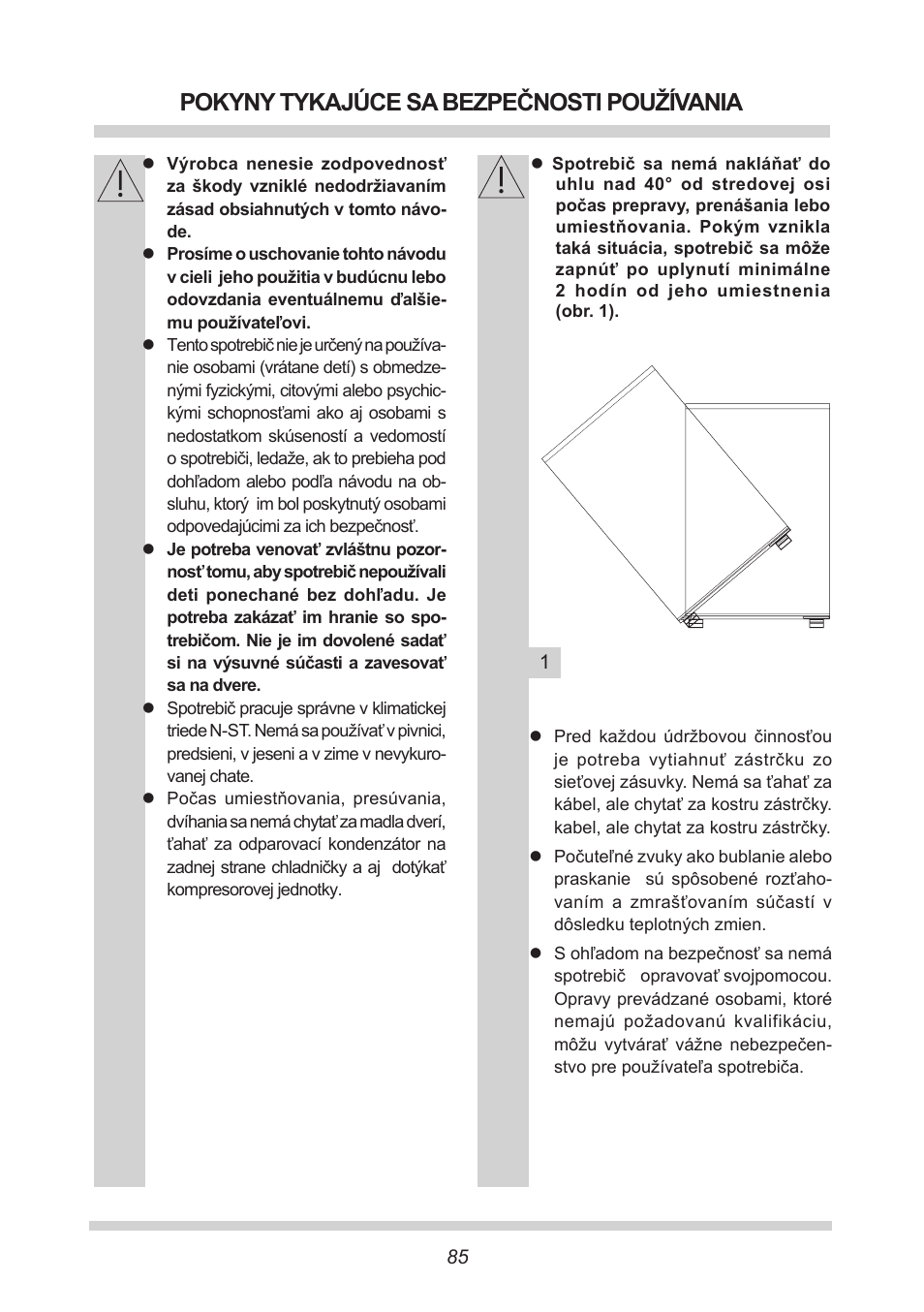 Pokyny tykajúce sa bezpečnosti používania | AMICA UKS 16147 DE User Manual | Page 85 / 164