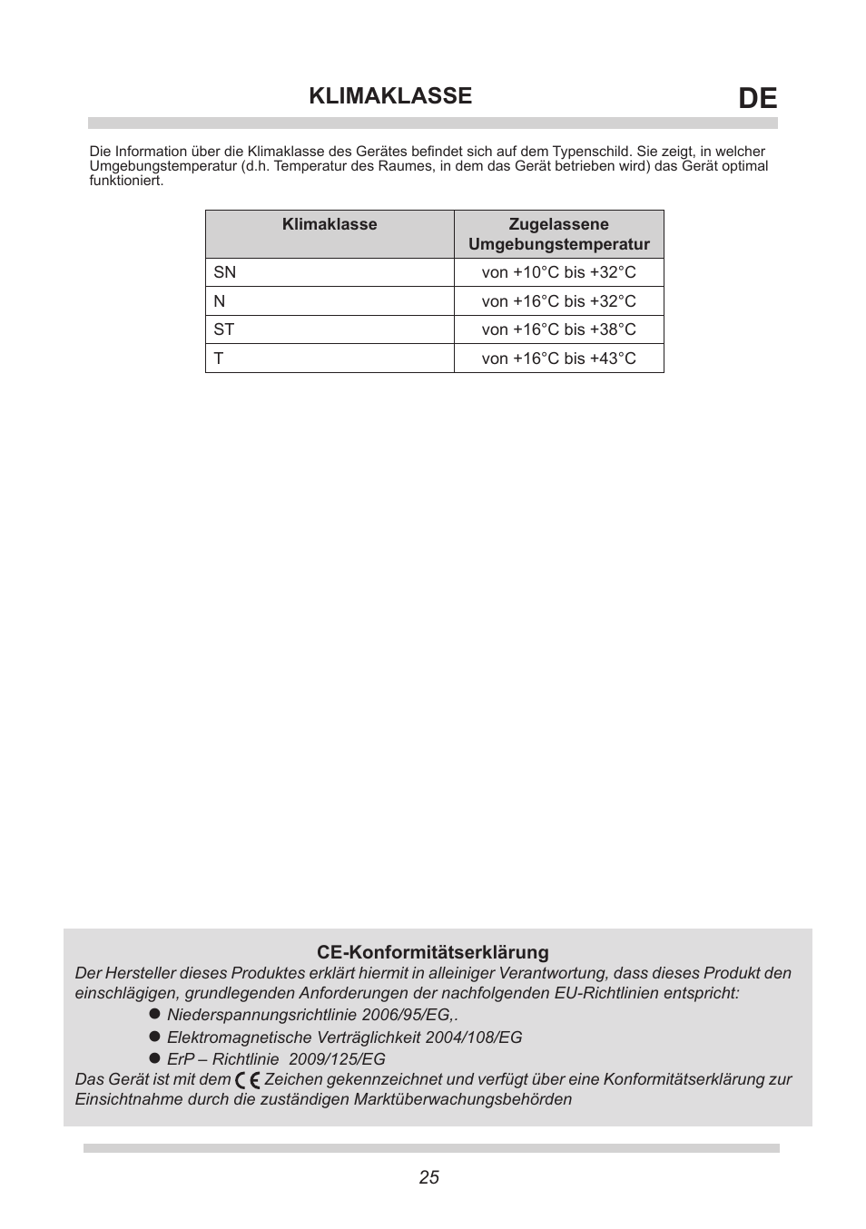 Klimaklasse | AMICA KS 15423 W DE User Manual | Page 25 / 64