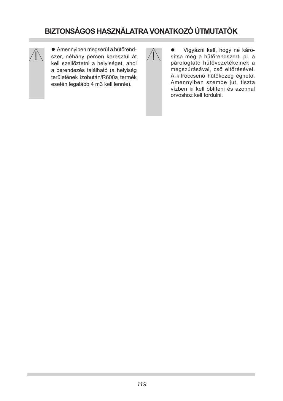 Biztonságos használatra vonatkozó útmutatók | AMICA KB 15340 W DE User Manual | Page 119 / 192