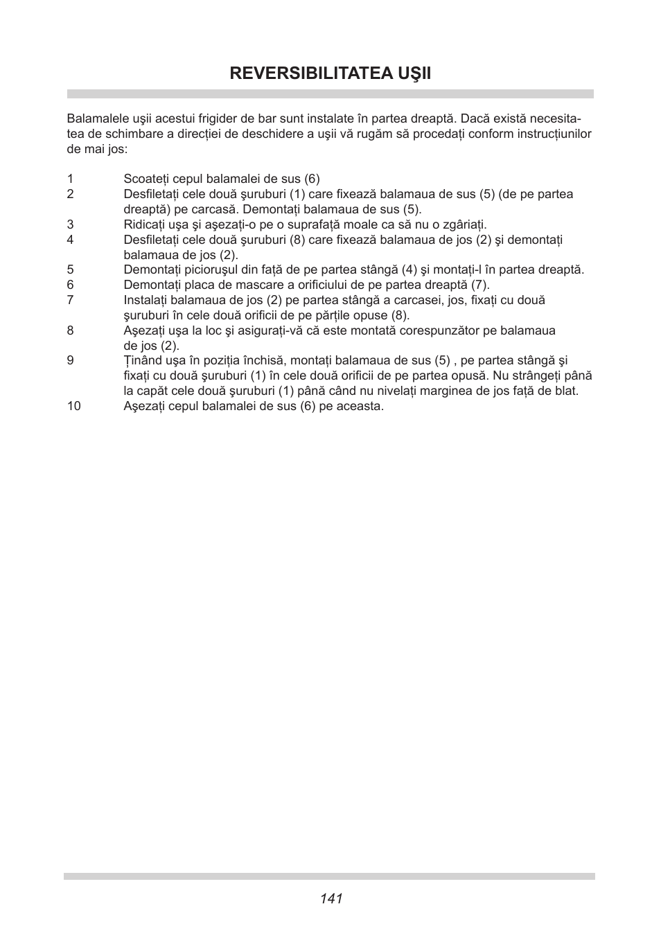 Reversibilitatea uşii | AMICA KB 15340 W DE User Manual | Page 141 / 192