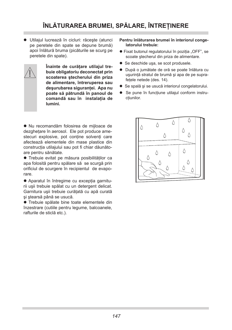 Înlăturarea brumei, spălare, întreţinere | AMICA KB 15340 W DE User Manual | Page 147 / 192