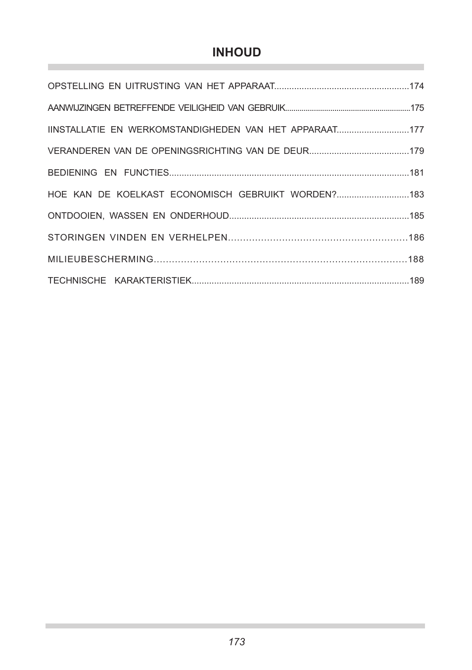 Inhoud | AMICA KB 15340 W DE User Manual | Page 173 / 192
