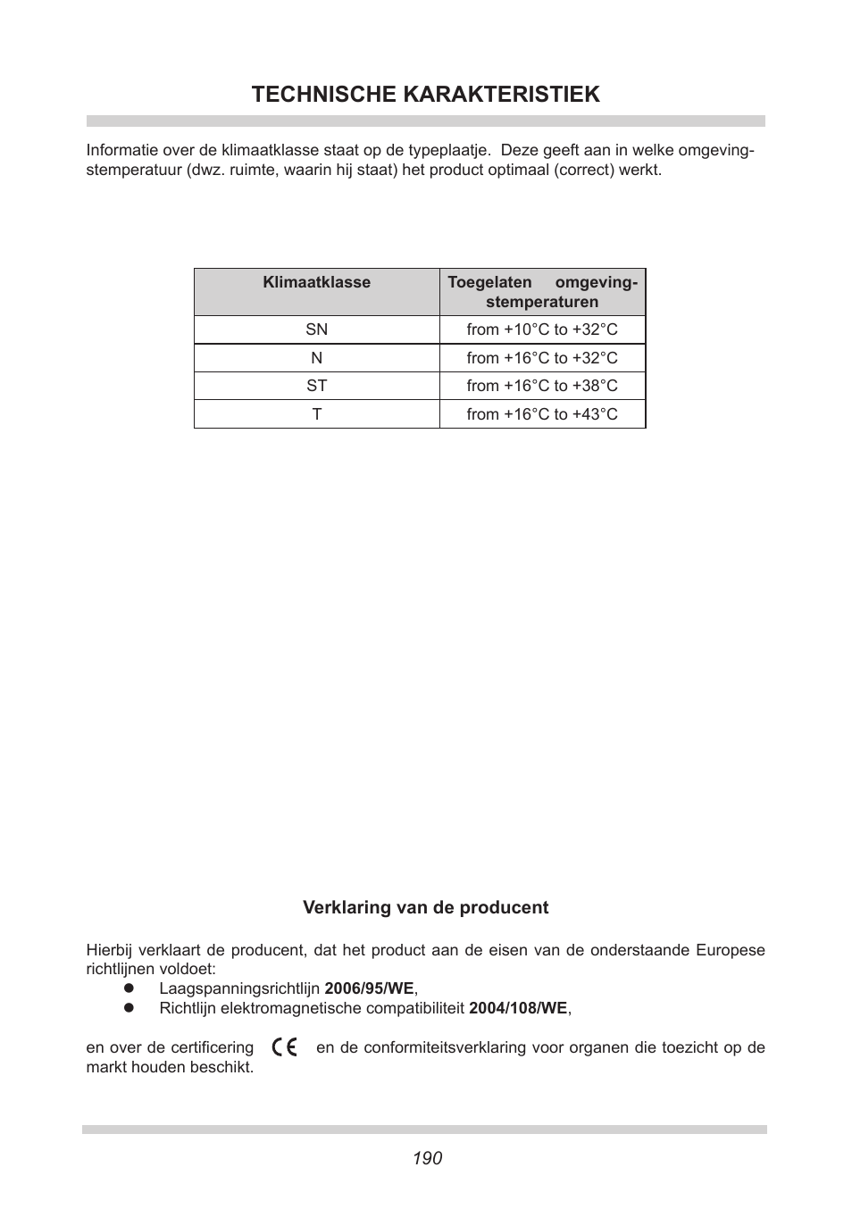 Technische karakteristiek | AMICA KB 15340 W DE User Manual | Page 190 / 192