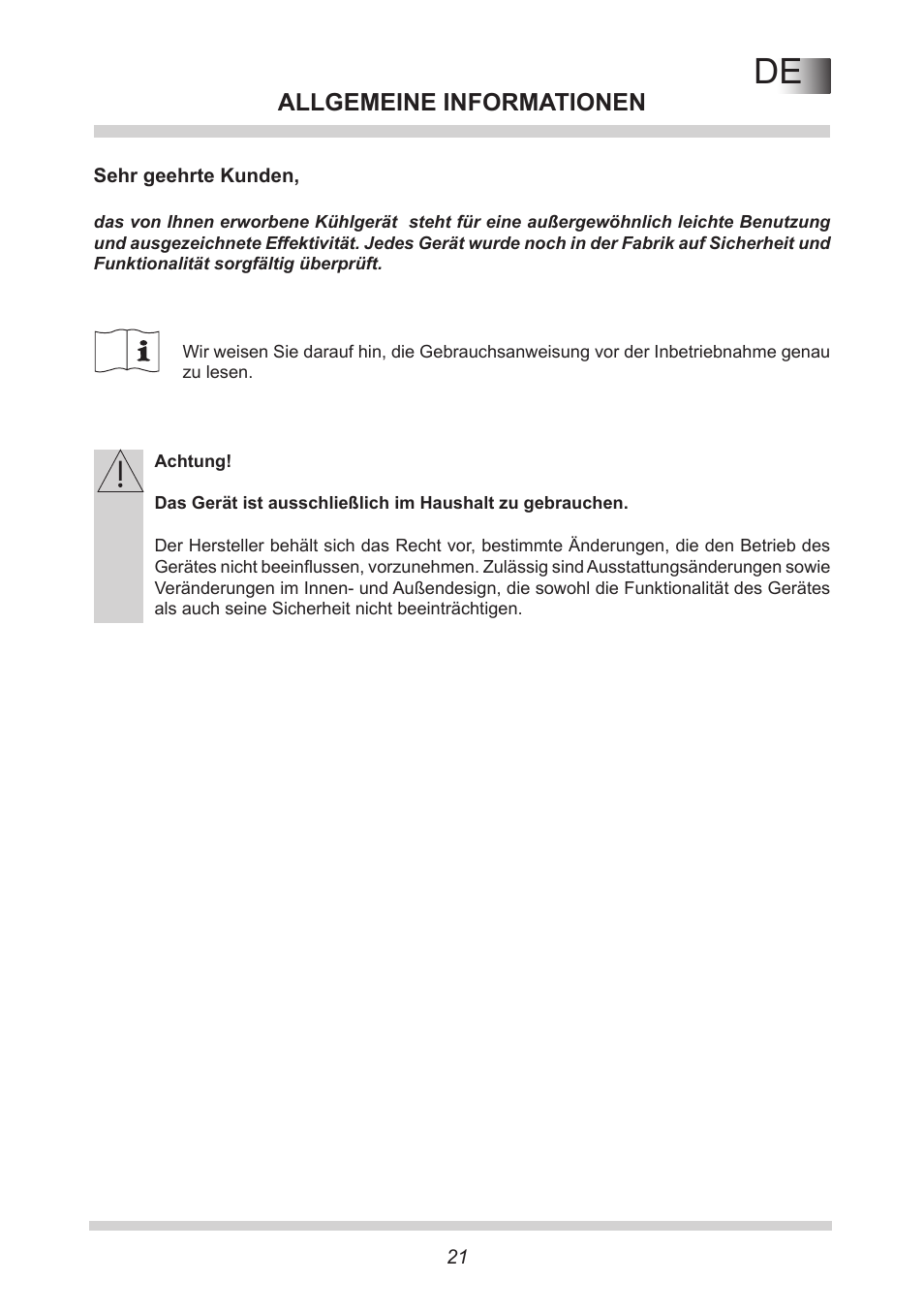 Allgemeine informationen | AMICA KB 15340 W DE User Manual | Page 21 / 192
