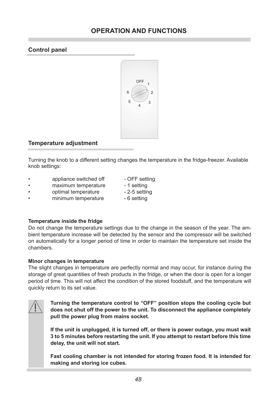 Operation and functions | AMICA KB 15340 W DE User Manual | Page 48 / 192