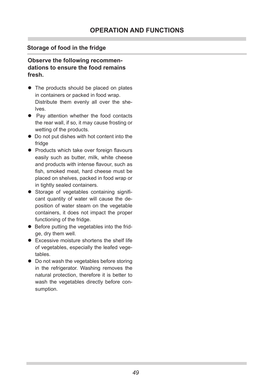 Operation and functions | AMICA KB 15340 W DE User Manual | Page 49 / 192