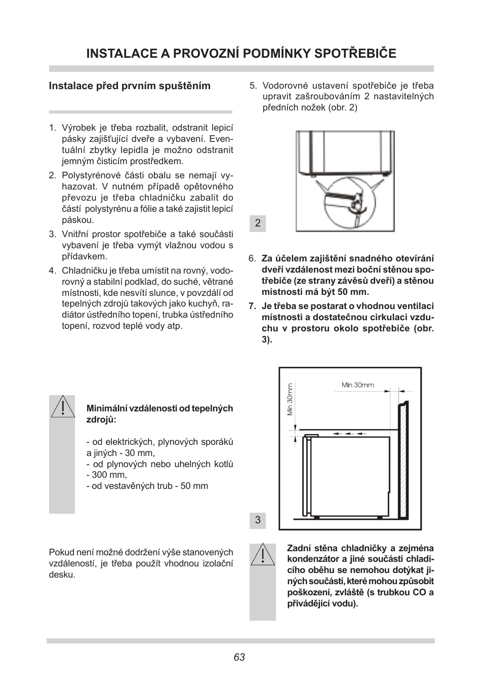Instalace a provozní podmínky spotřebiče | AMICA KB 15340 W DE User Manual | Page 63 / 192