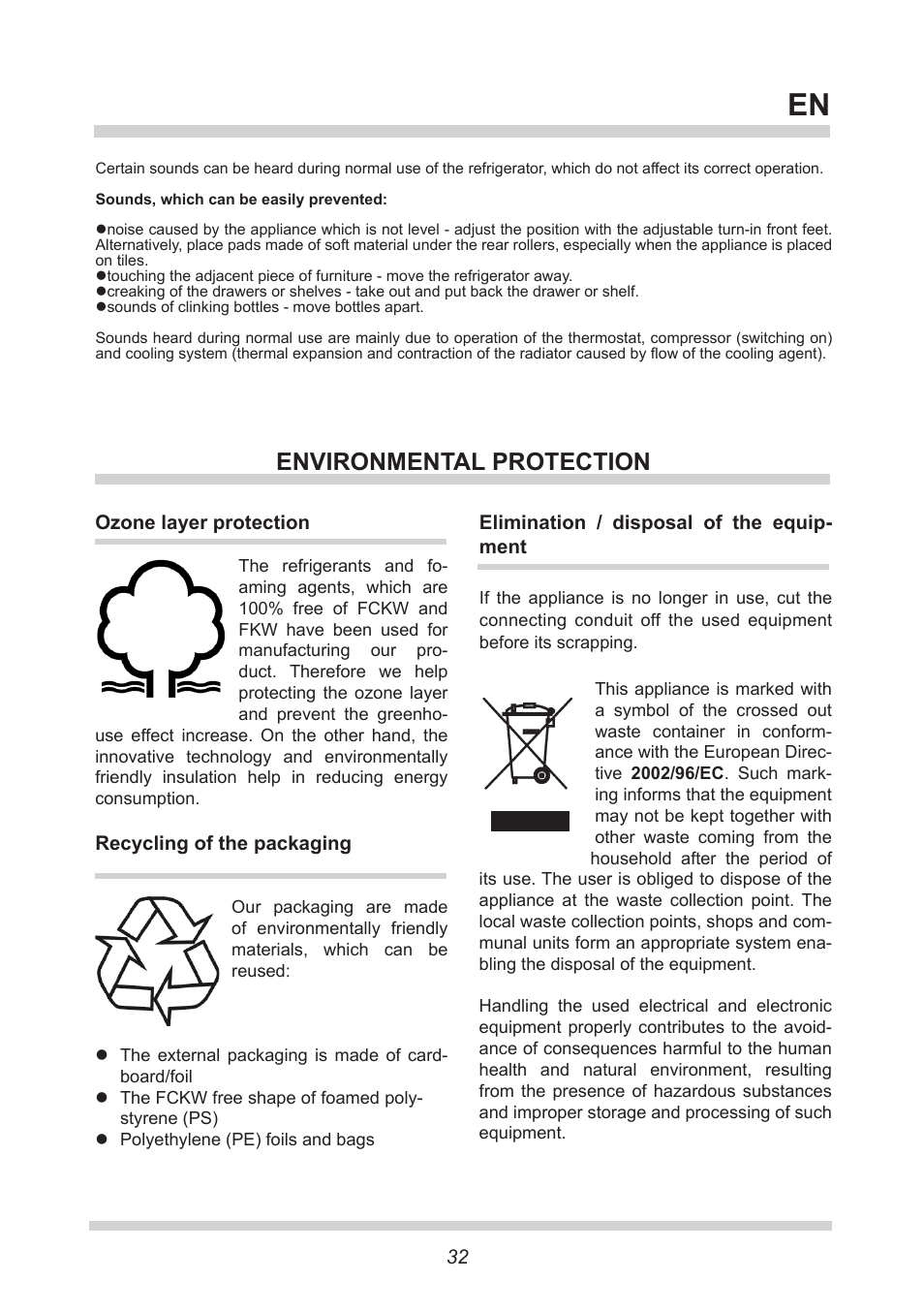 Environmental protection | AMICA GS 15424 W DE User Manual | Page 32 / 60