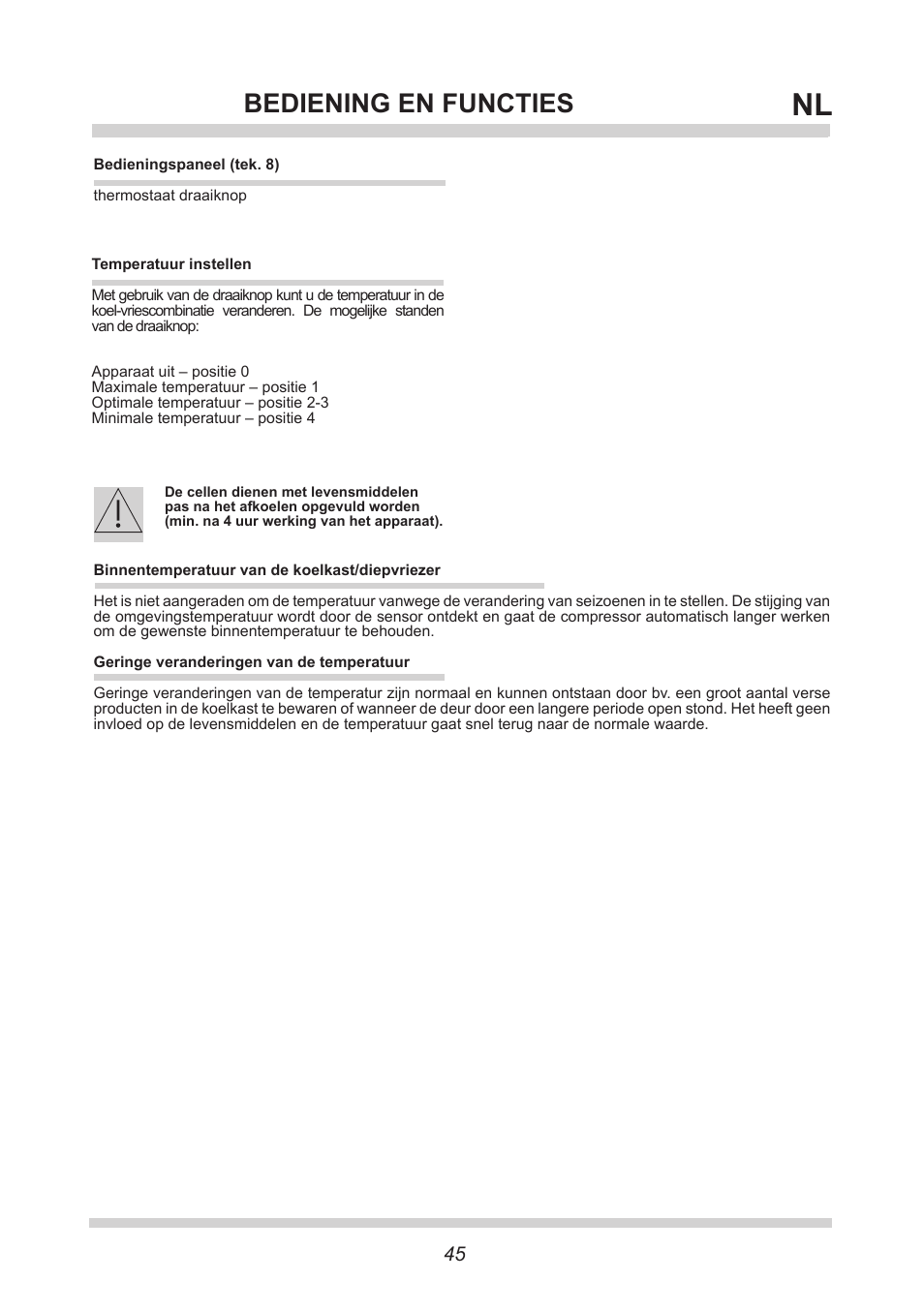 Bediening en functies | AMICA GS 15424 W DE User Manual | Page 45 / 60