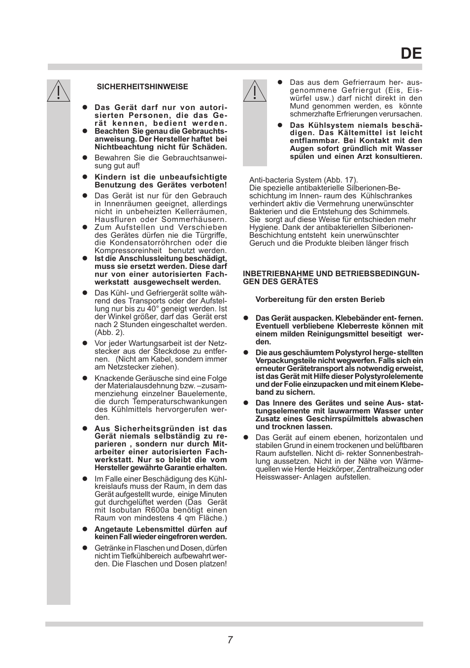 AMICA GS 15424 W DE User Manual | Page 7 / 60