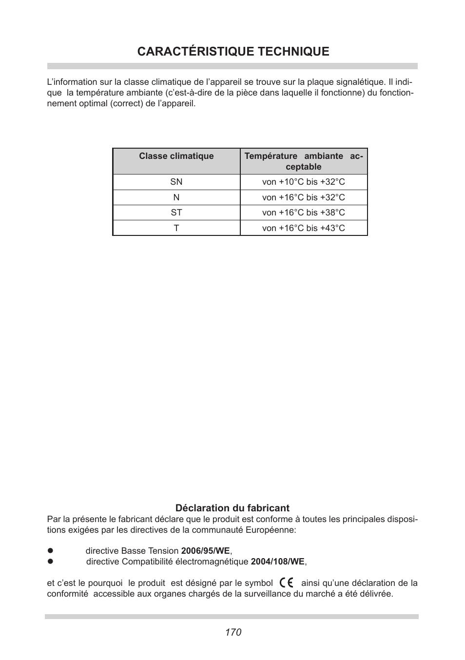 Caractéristique technique | AMICA GB 15341 W DE User Manual | Page 170 / 190