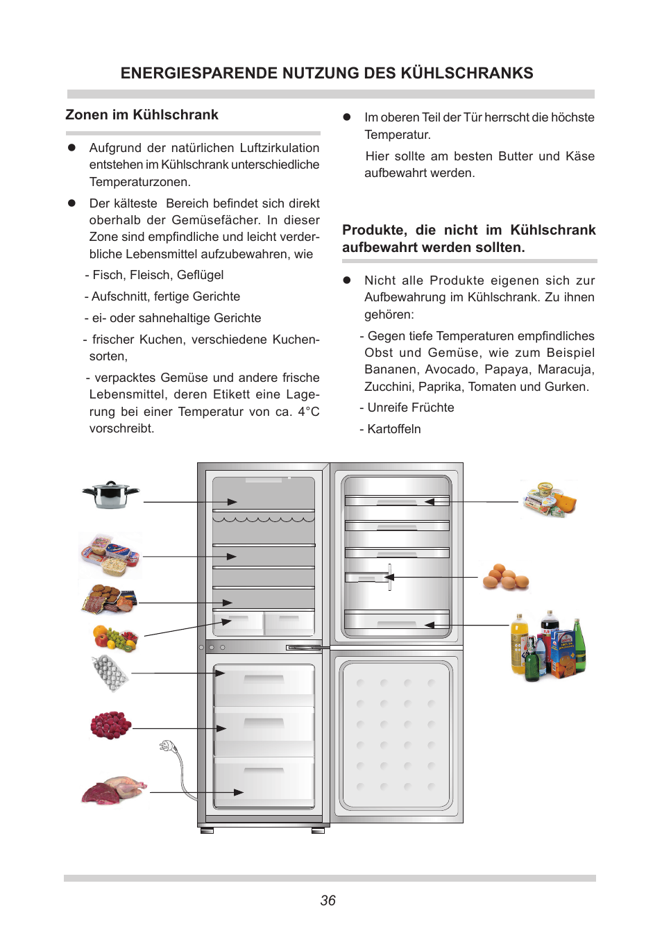 Energiesparende nutzung des kühlschranks | AMICA EKGC 16167 DE User Manual | Page 36 / 172