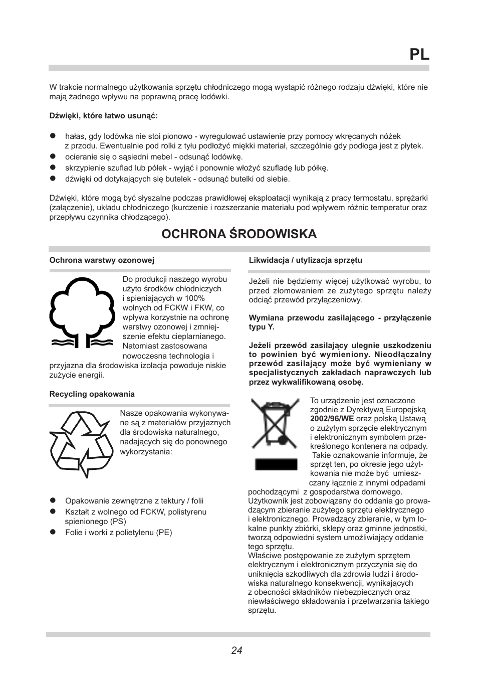 Ochrona środowiska | AMICA FK265.3 S AA / KGC 15416 Si User Manual | Page 24 / 76