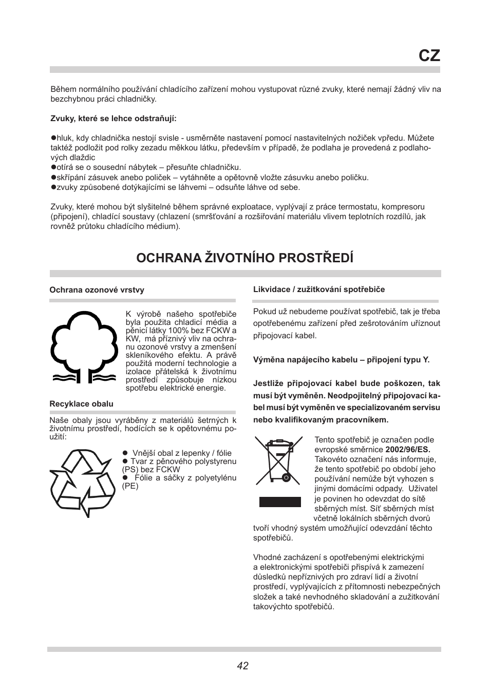 Ochrana životního prostředí | AMICA FK265.3 S AA / KGC 15416 Si User Manual | Page 42 / 76