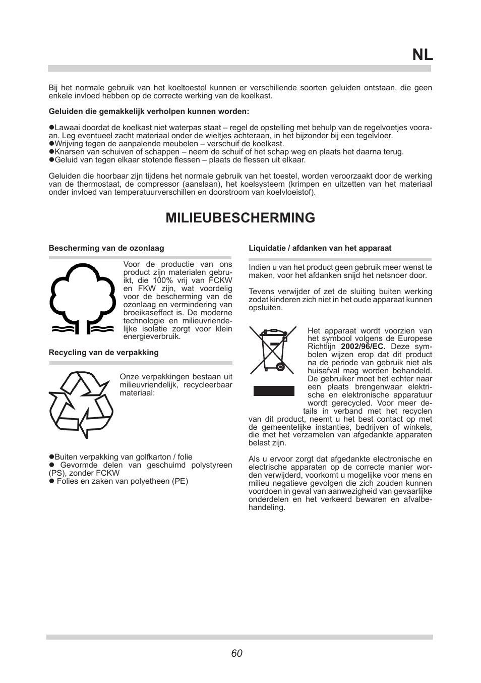 Milieubescherming | AMICA FK265.3 S AA / KGC 15416 Si User Manual | Page 60 / 76