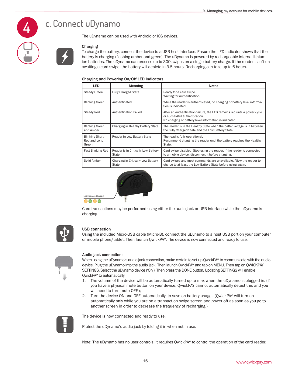 C. connect udynamo | MagTek QwickPAY User Manual | Page 19 / 46