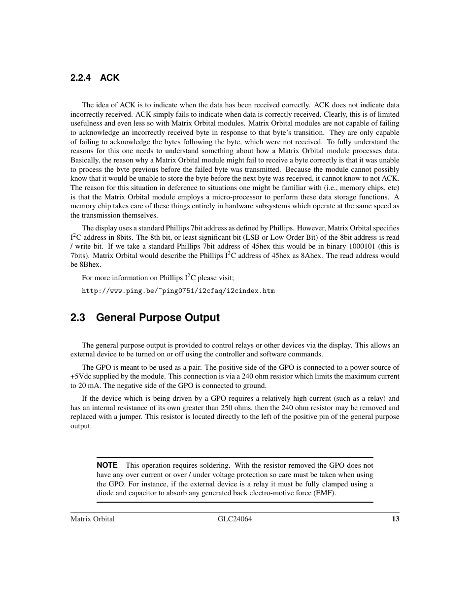 3 general purpose output | Matrix Orbital GLC24064 User Manual | Page 17 / 44