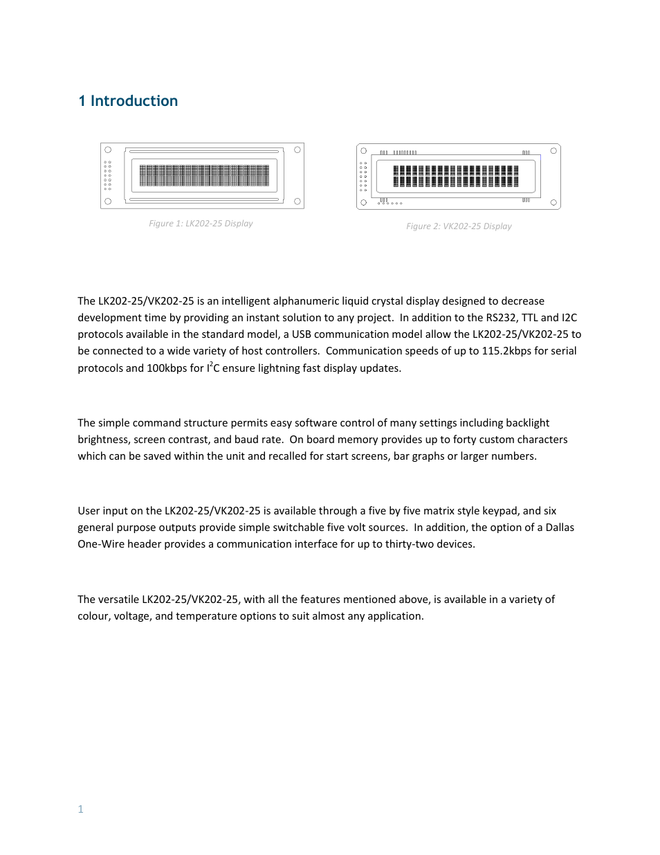 1 introduction | Matrix Orbital LK202-25 User Manual | Page 5 / 42